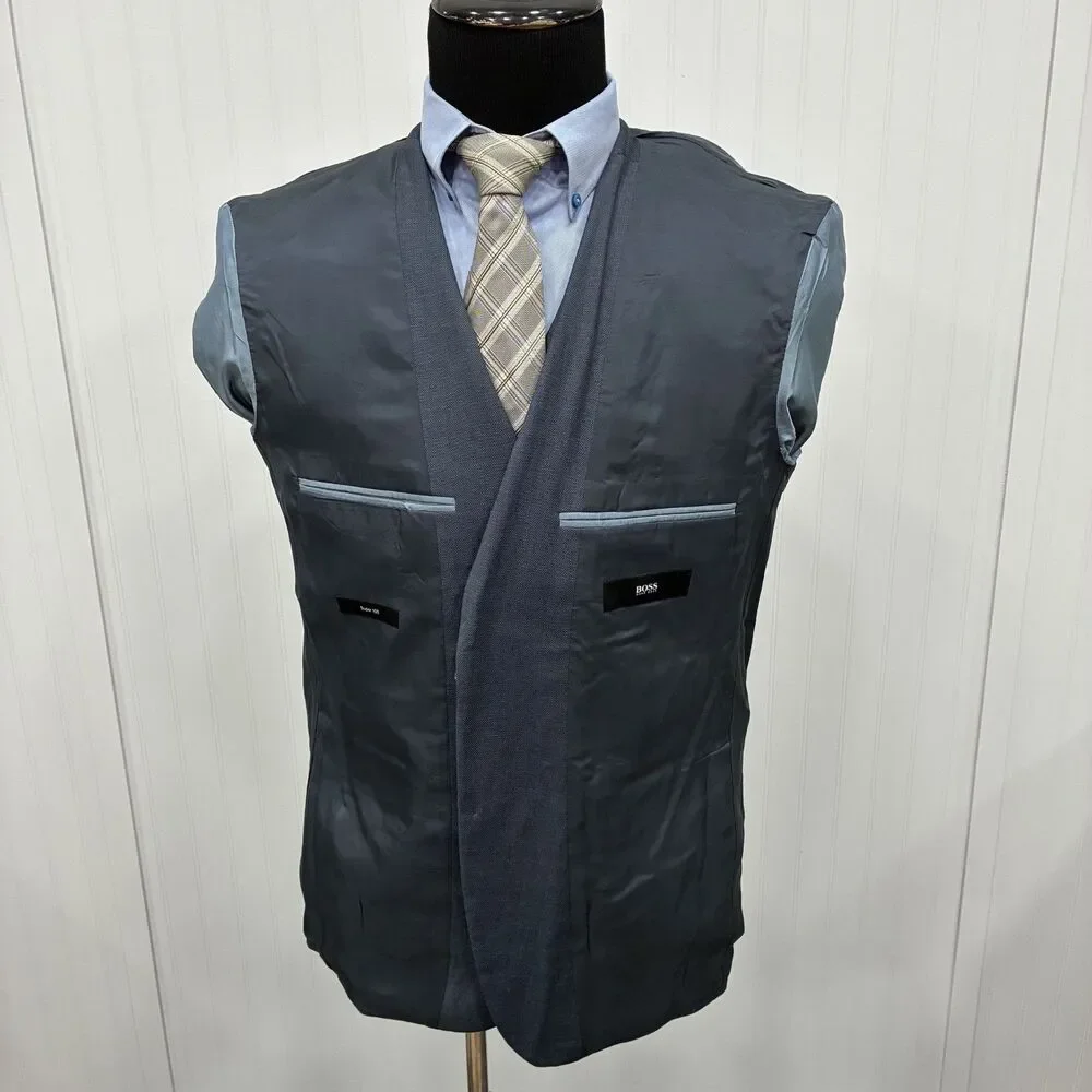 Hugo Boss 40R - W34 x L32 Blue Super 100's Wool Dual-Vent 2-Piece Suit